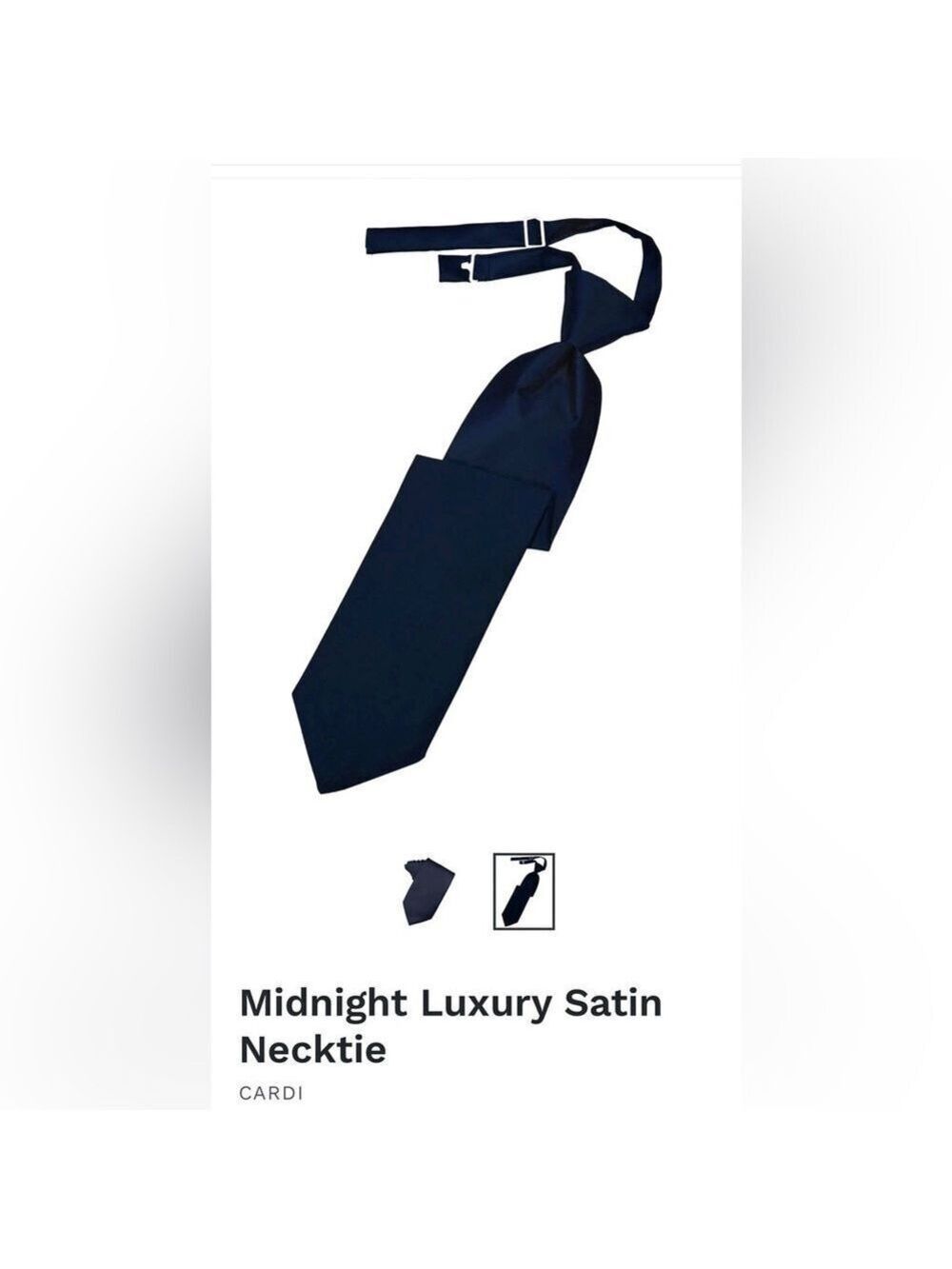 Midnight Navy Dark Blue Tie Wedding Prom Tux Pre Tied clip Satin Pocket Square